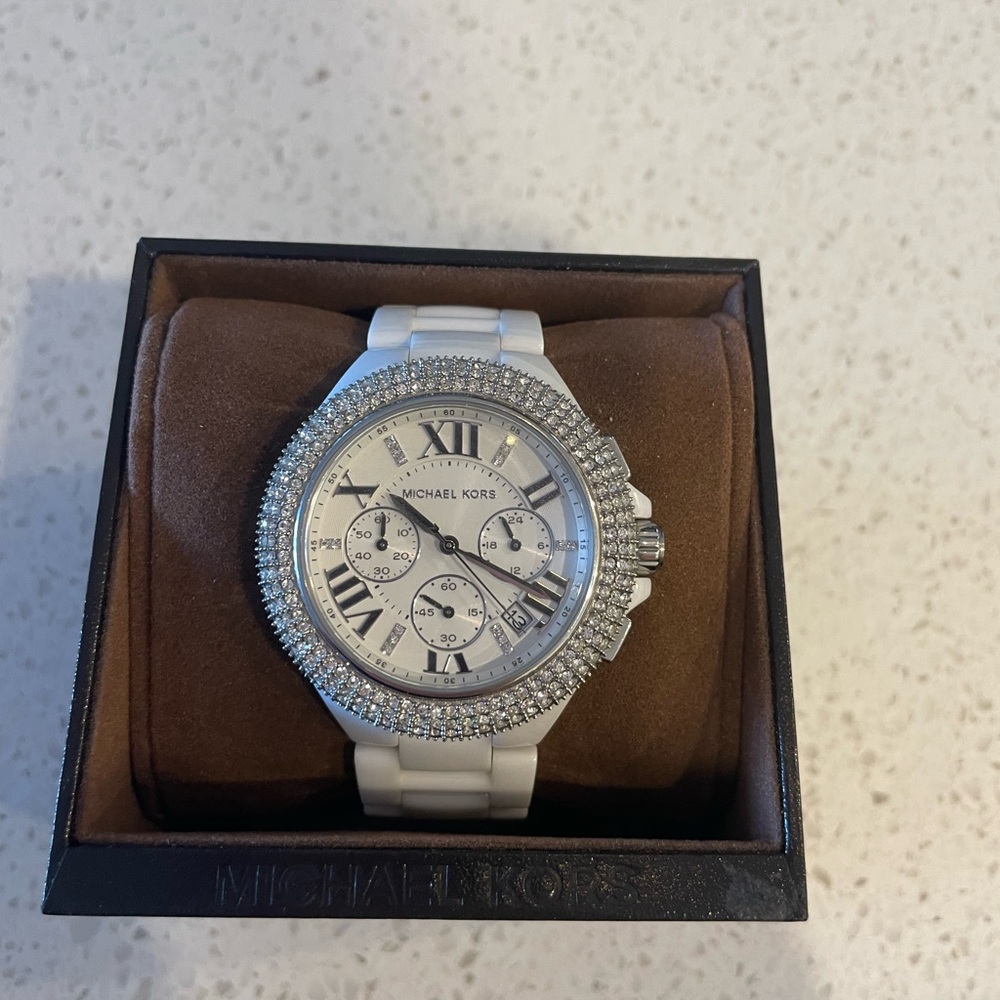 Michael Kors Silver and White Women's Watch